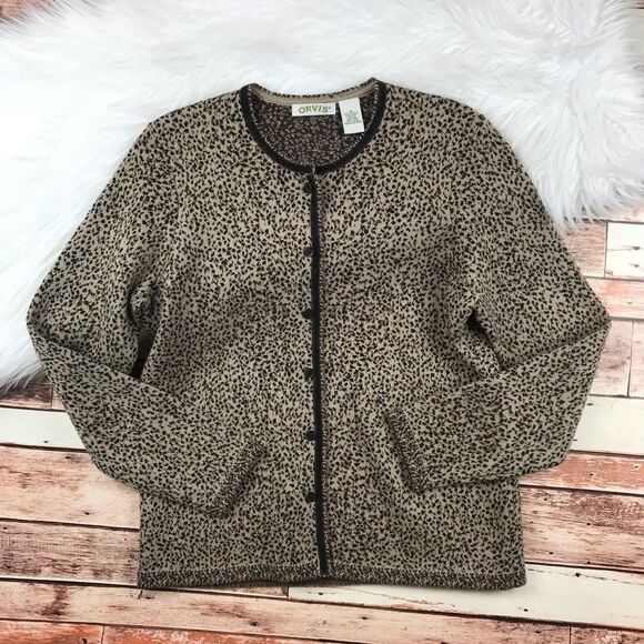 Orvis wool animal printed cardigan sweater button down‎ - Picture 1 of 5